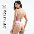 Body fantastique sexy en dentelle rose haute hanche